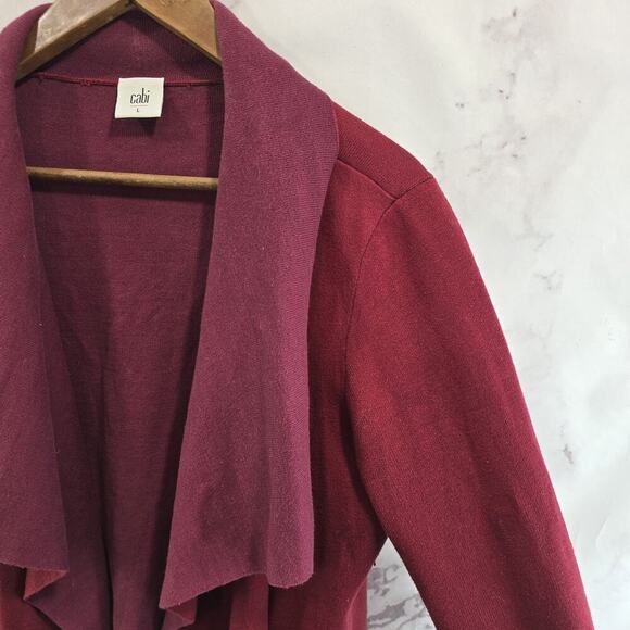 Cabi Sweater Womens Large Red Cardigan Two Tone Open Cotton 3479 - Picture 10 of 11